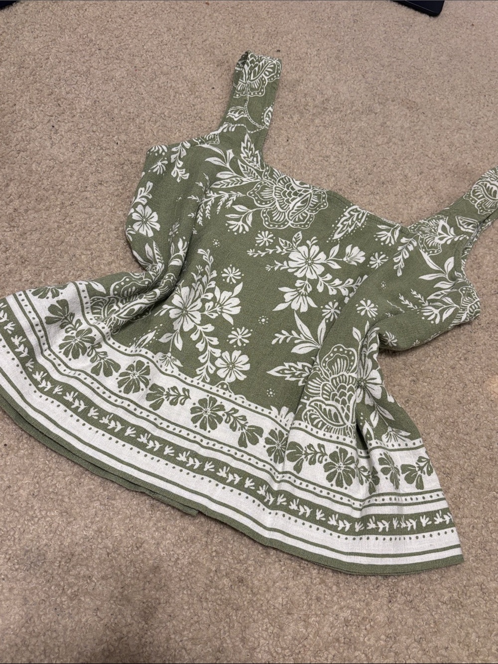 Green Floral Tank Top